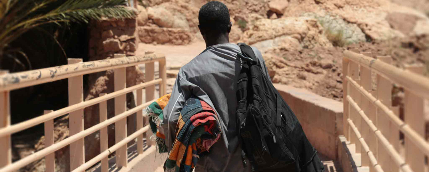 Walking refugee