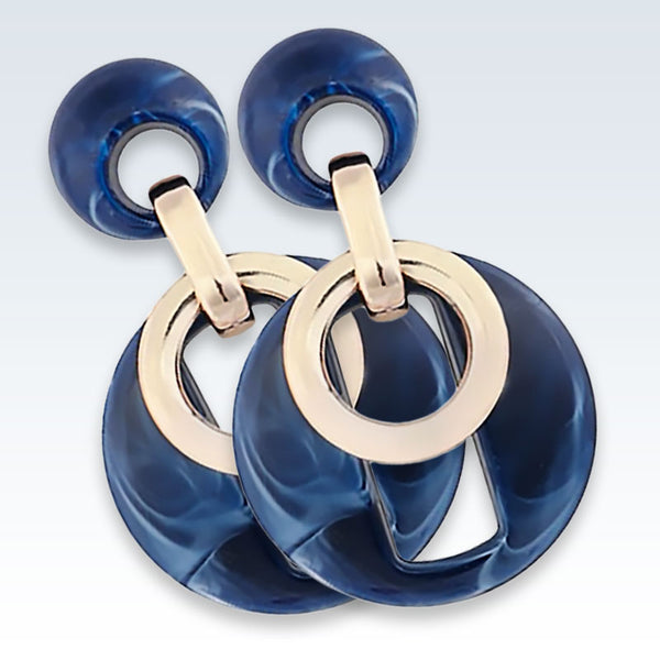 Acrylic Blue Circle Drop Earrings Detail