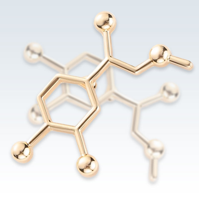 Adrenaline Molecule Gold Lapel Pin Detail
