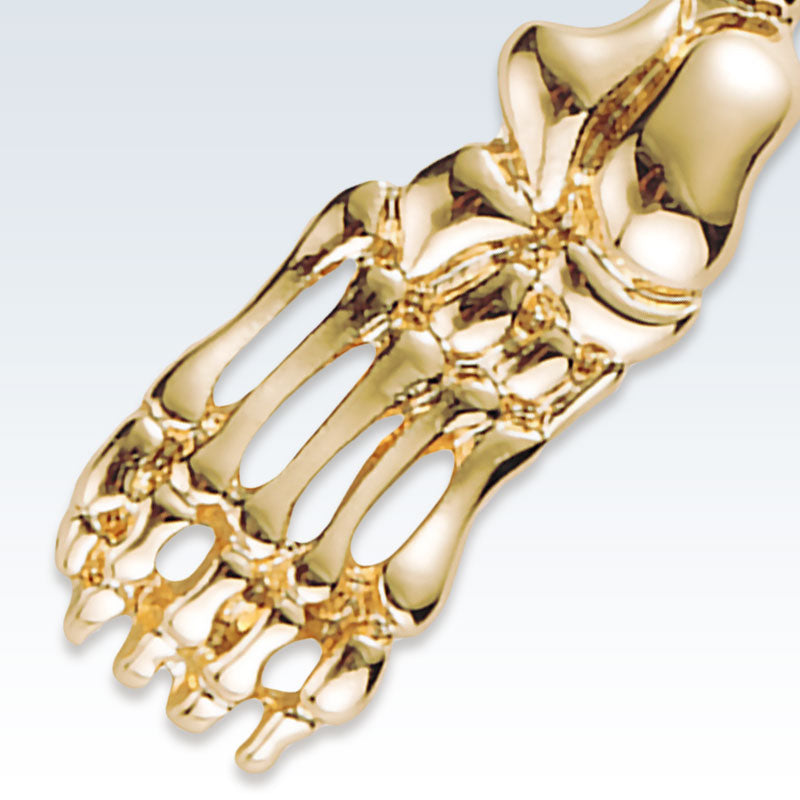 Anatomical Foot Bones Gold Lapel Pin Detail
