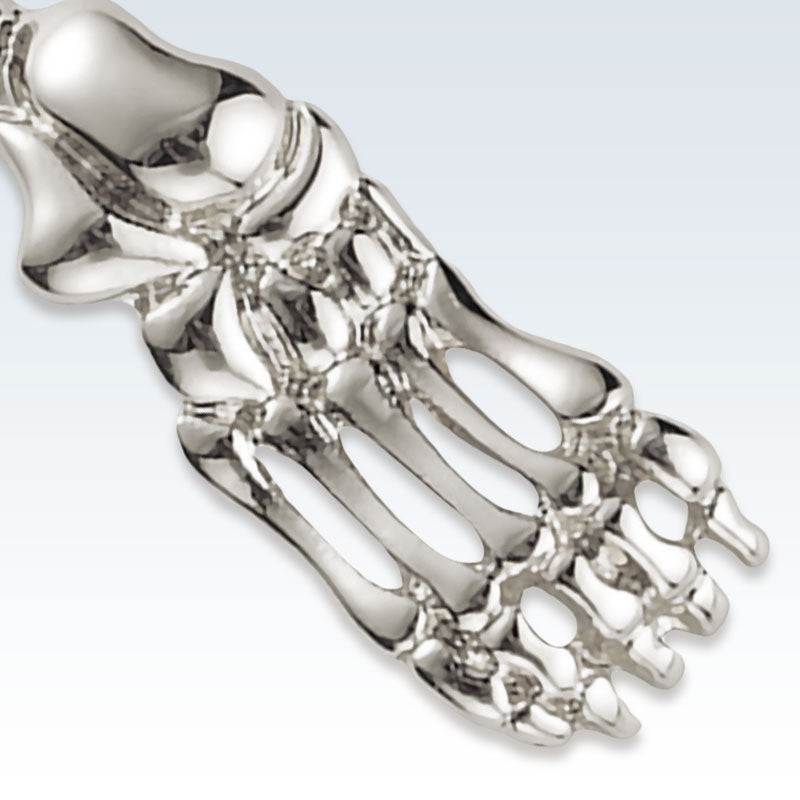 Anatomical Foot Bones Silver Lapel Pin Detail