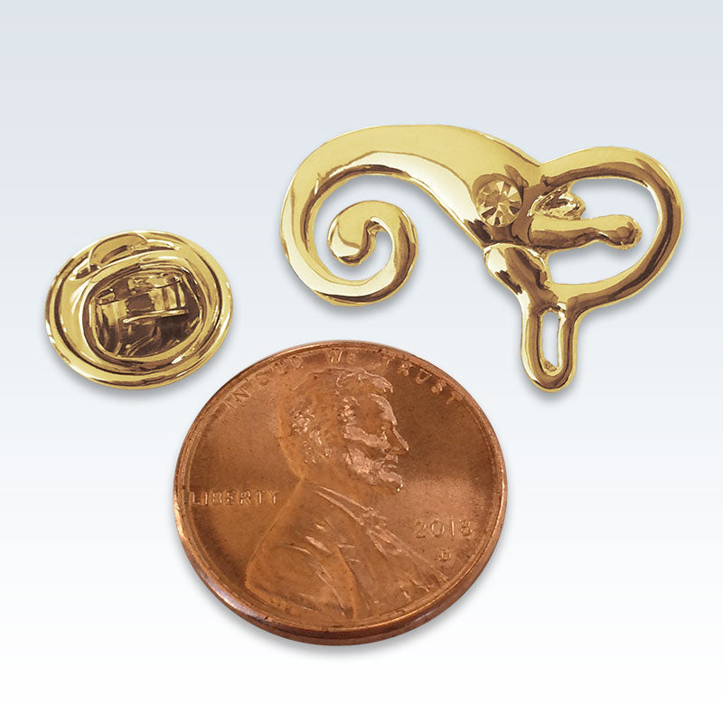 Inner Ear Gold Lapel Pin Size