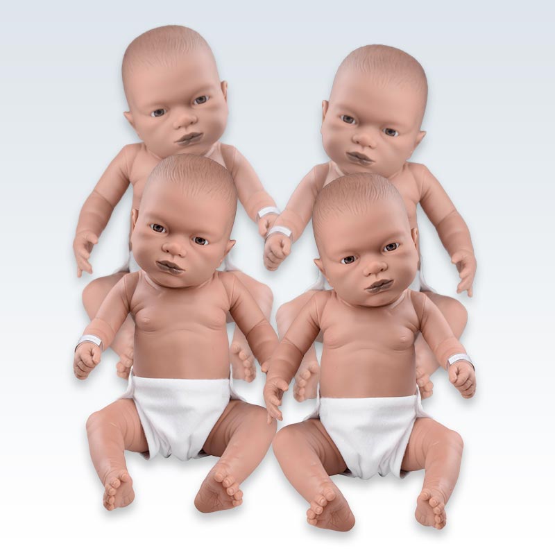 Set of 4 Hispanic Baby-Care Infant Models