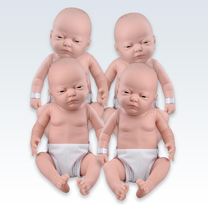 Set of 4 White Baby-Care Infant Models