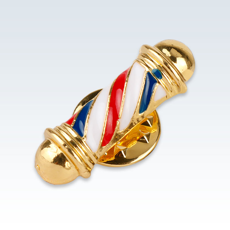Gold Barbers Pole Lapel Pin