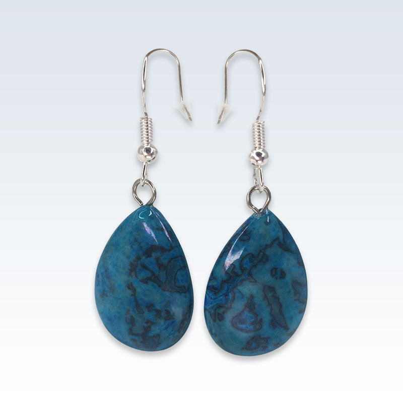 Onyx Blue Teardrop Stone Earrings