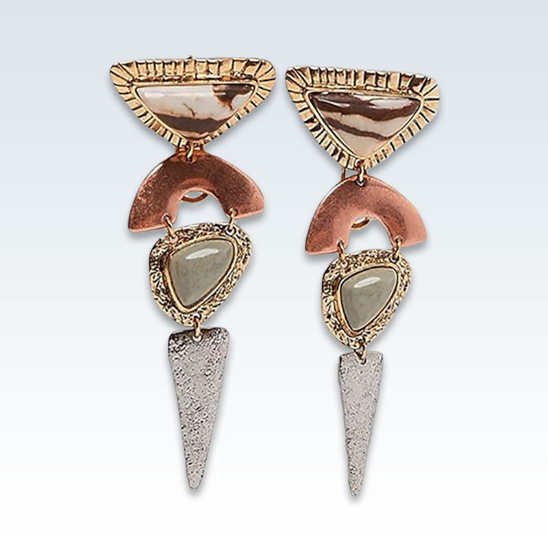 Bohemian Copper Stone Earrings