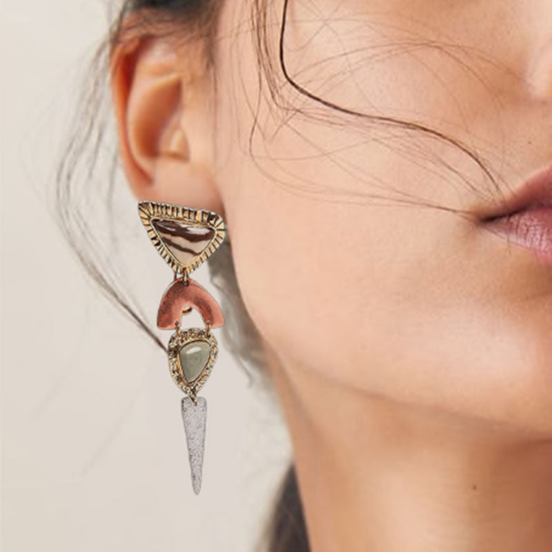 Wearing Bohemian Copper Stone Earring