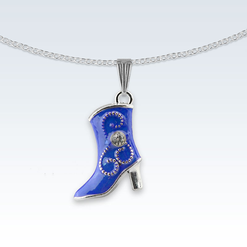Blue Boot Enameled Metal Necklace