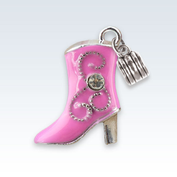Enameled Boot Charm Pink