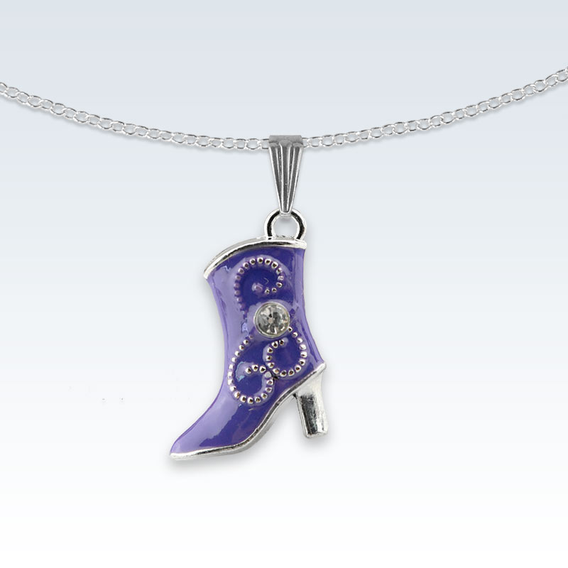 Violet Boot Enameled Metal Necklace