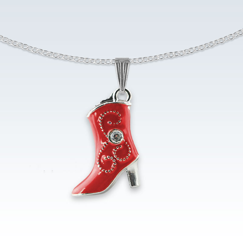 Red Boot Enameled Metal Necklace