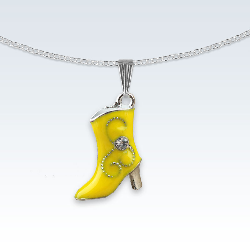 Yellow Boot Enameled Metal Necklace