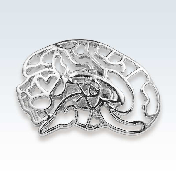 Hollow Brain Silver Lapel Pin