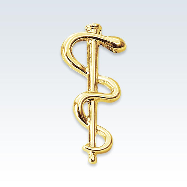 Gold Caduceus Staff Lapel Pin