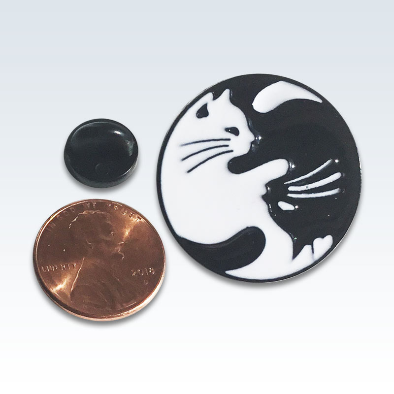 Cats B+W Enamel Lapel Pin Size