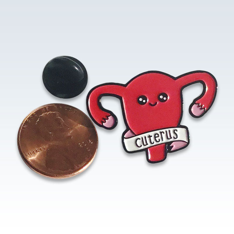 Red Enamel Cuterus Lapel Pin Size