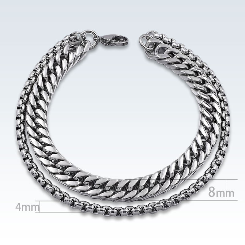Stainless Steel Double Chain Bracelet Measurements