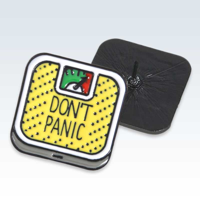 Yellow Don’t Panic Scale Lapel Pin Detail