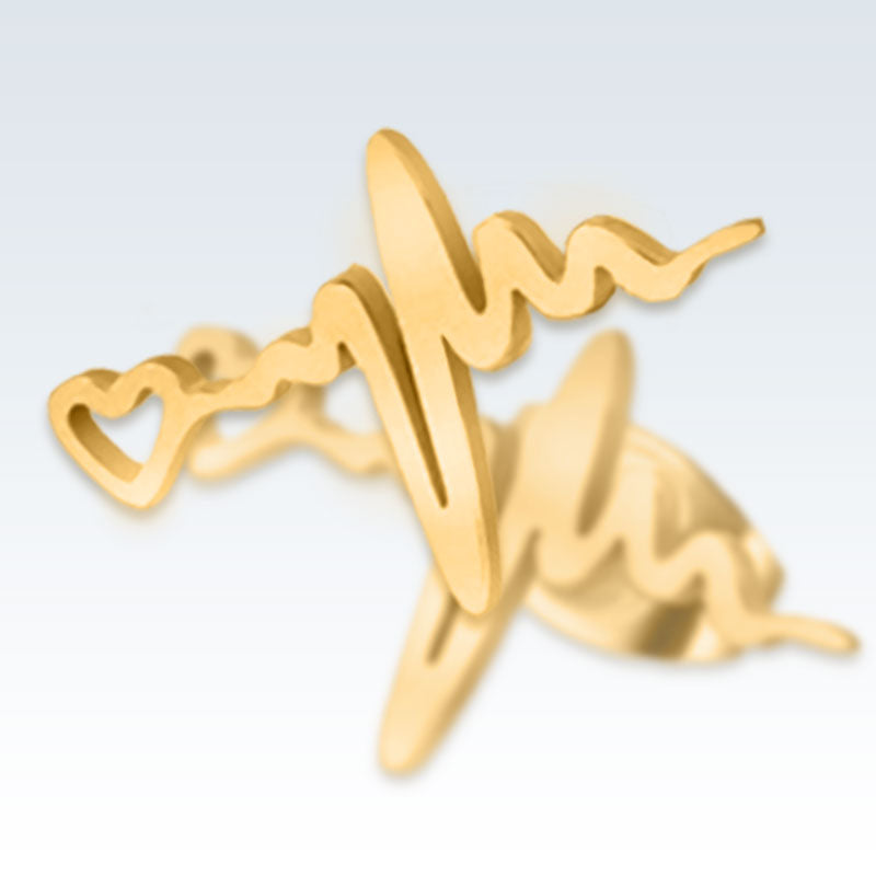 ECG Stainless Steel Gold Earring Studs Detail