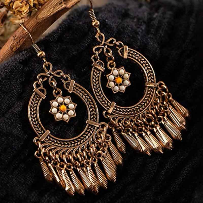 Ethnic Gold Tassel Earrings