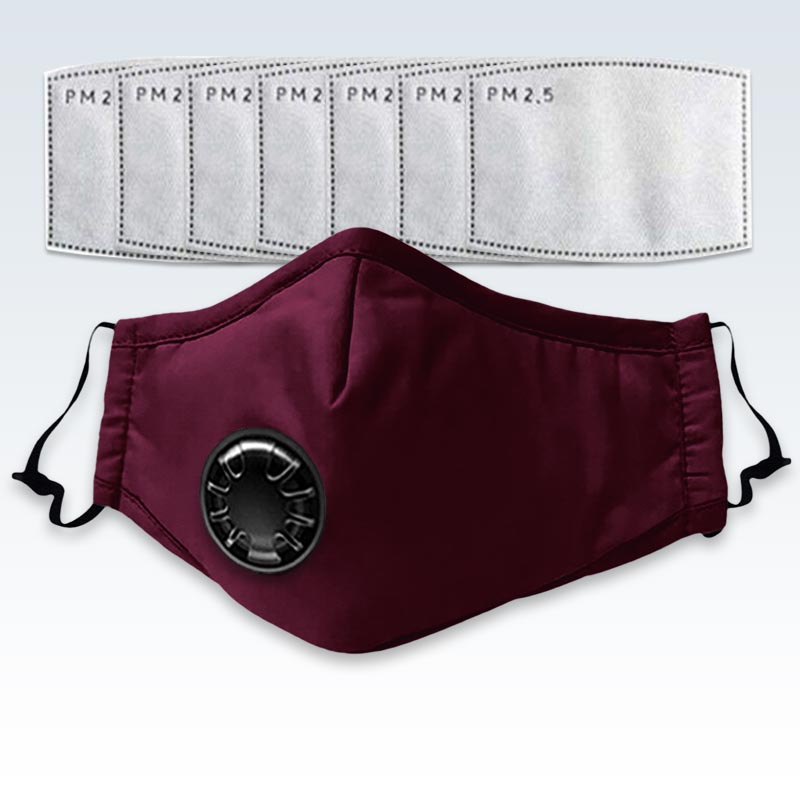 Maroon Face Mask PM2.5 With Valve 8-Pieces | ClinicalPosters