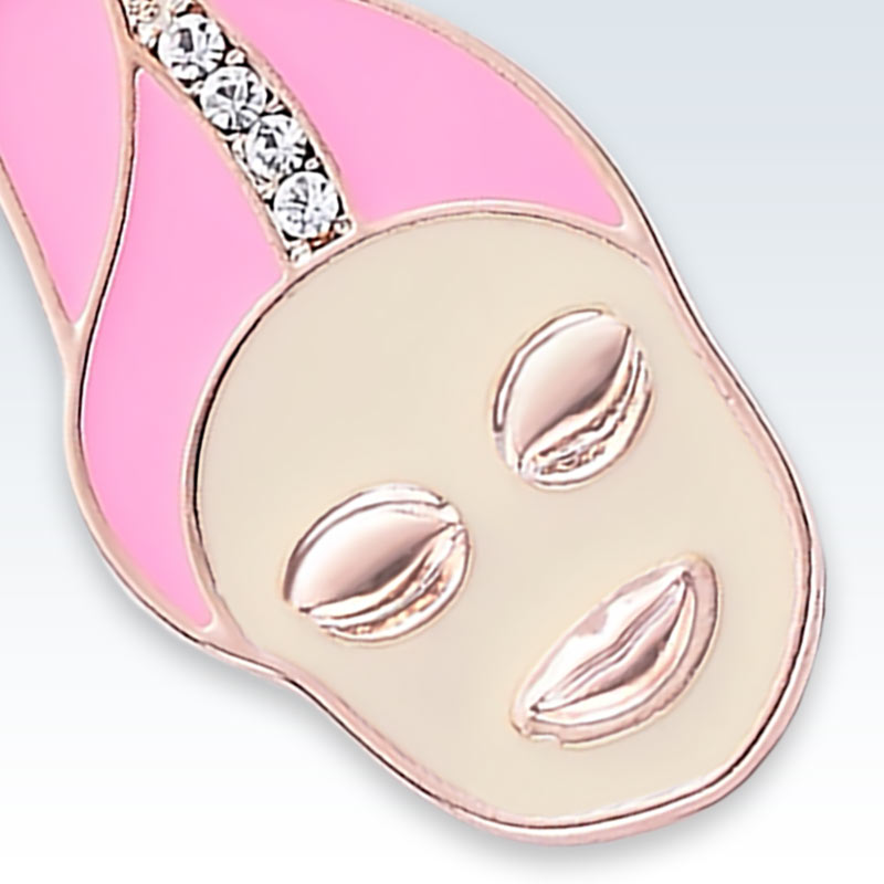 Rose Gold Facial Mask Spa Lapel Pin Detail