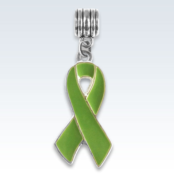 Awareness Ribbon Light Green Charm