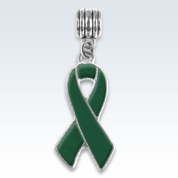 Awareness Ribbon Dark Green Charm