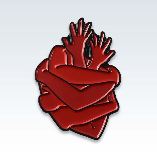 Red Heart Hugs Enamel Lapel Pin