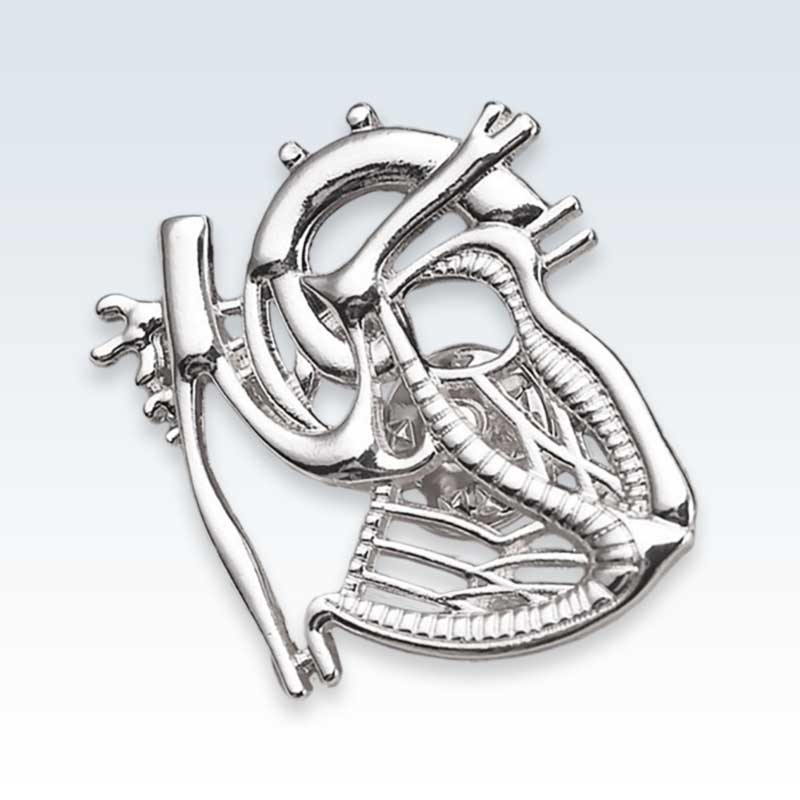 Large Dissected Heart Silver Lapel Pin