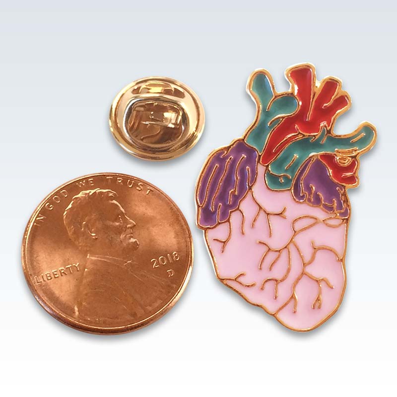 Colorful Enamel Heart Lapel Pin Size