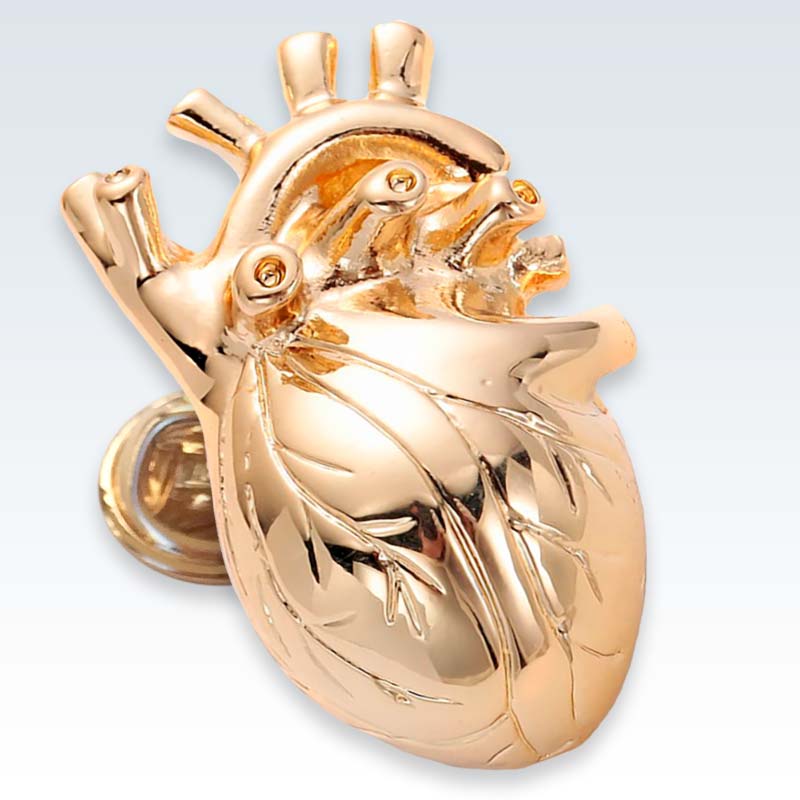 Gold Heart Lapel Pin Detail