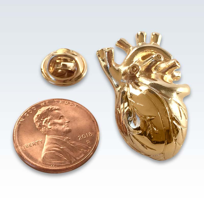 Gold Heart Lapel Pin Size