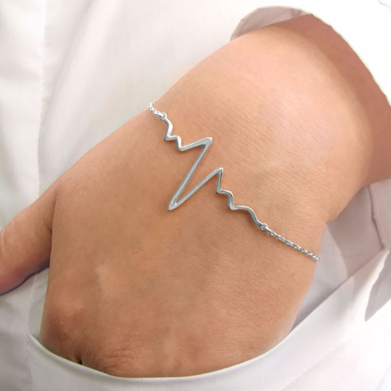 Wearing Heartbeat ECG Steel Bracelet