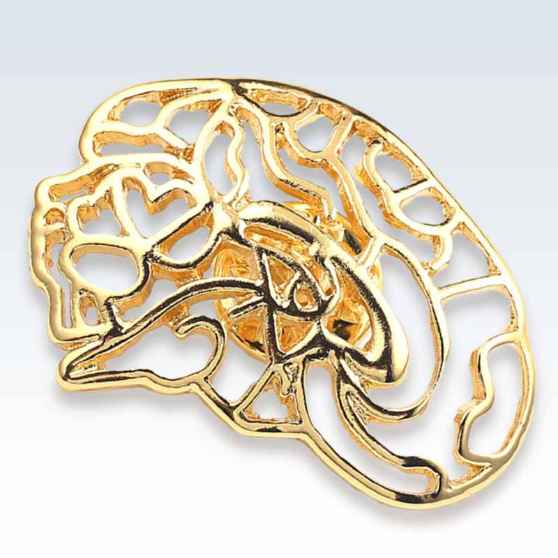 Hollow Brain Gold Lapel Pin Detail