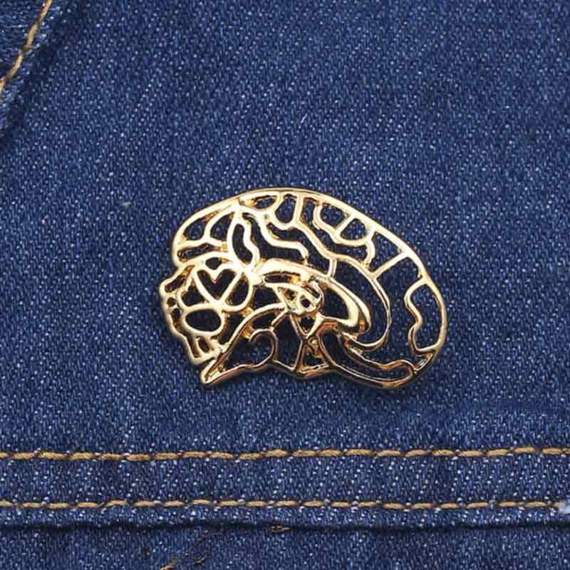 Wearing Hollow Brain Gold Lapel Pin