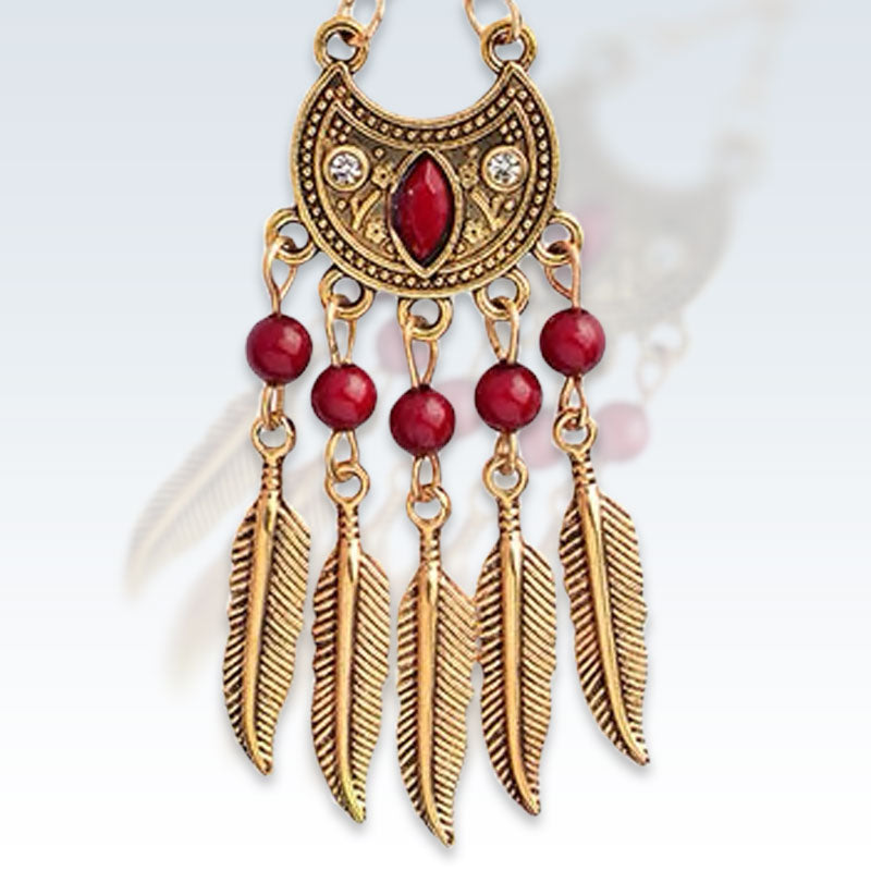 Indian Gold Feather Earring Detail