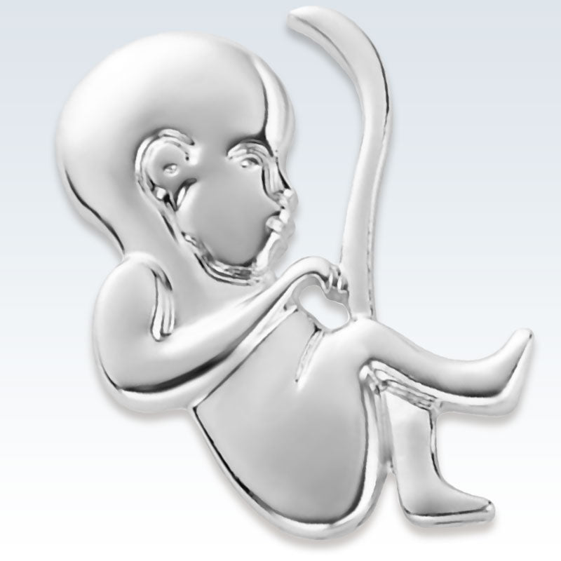 Obstetrics Infant Silver Lapel Pin Detail