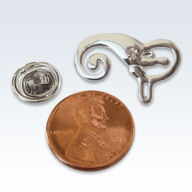 Silver Inner Ear Lapel Pin Size