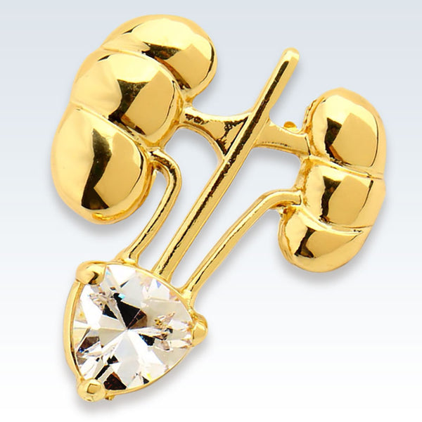 Gold Kidneys Lapel Pin Detail