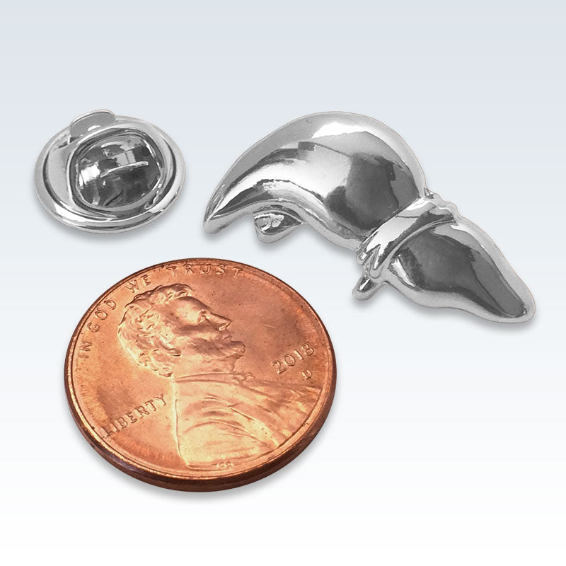 Silver Liver Lapel Pin Size