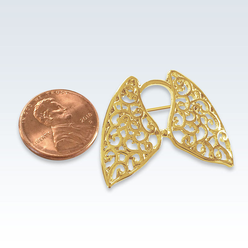 Hollow Lungs Gold Lapel Pin Size