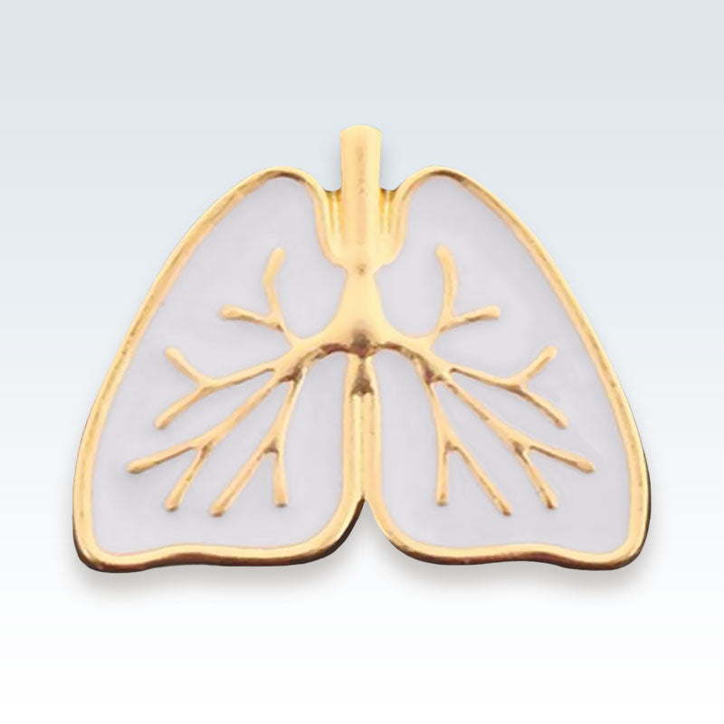 White Enameled Lungs Lapel Pin