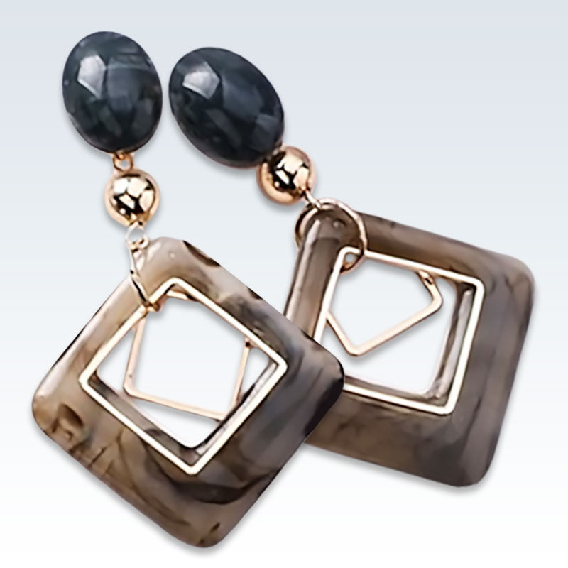Marble Resin Geometric Earrings Detail