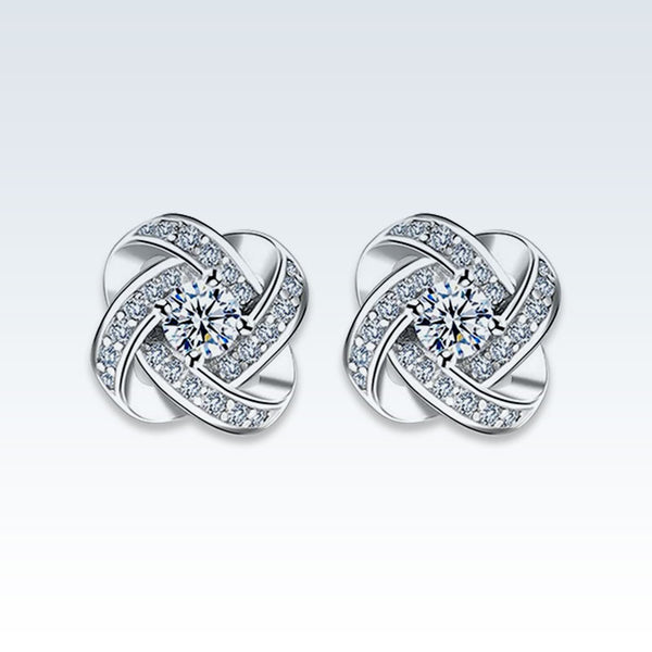 Mobius CZ Silver Earring Studs