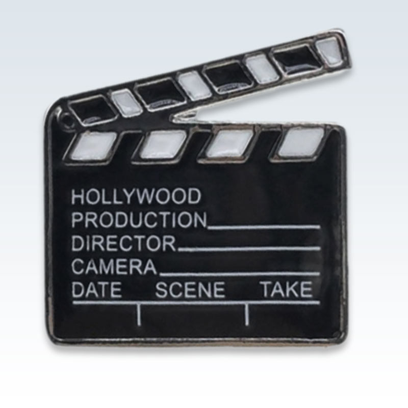 Movie Clapper Enamel Lapel Pin Detail