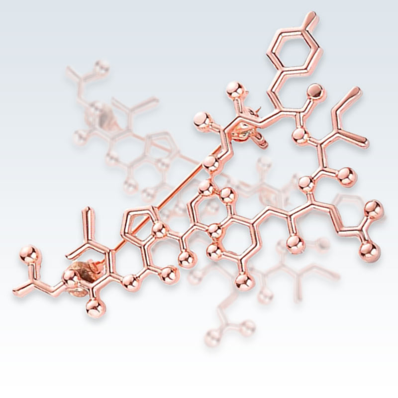 Rose Gold Oxytocin Molecule Lapel Pin Detail