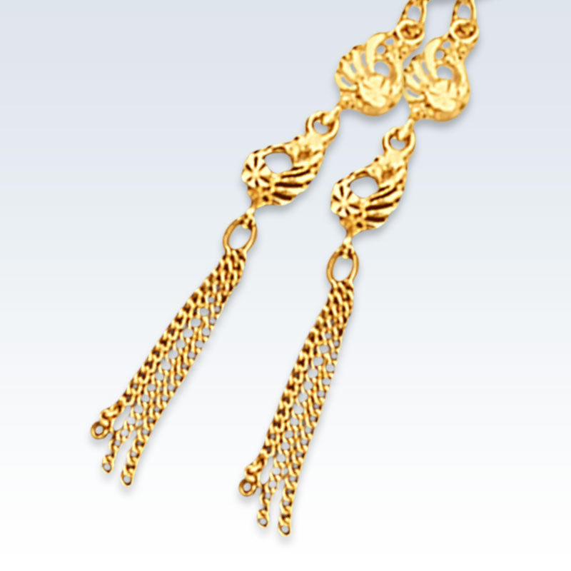 Peacock 24k Gold Dangle Earrings