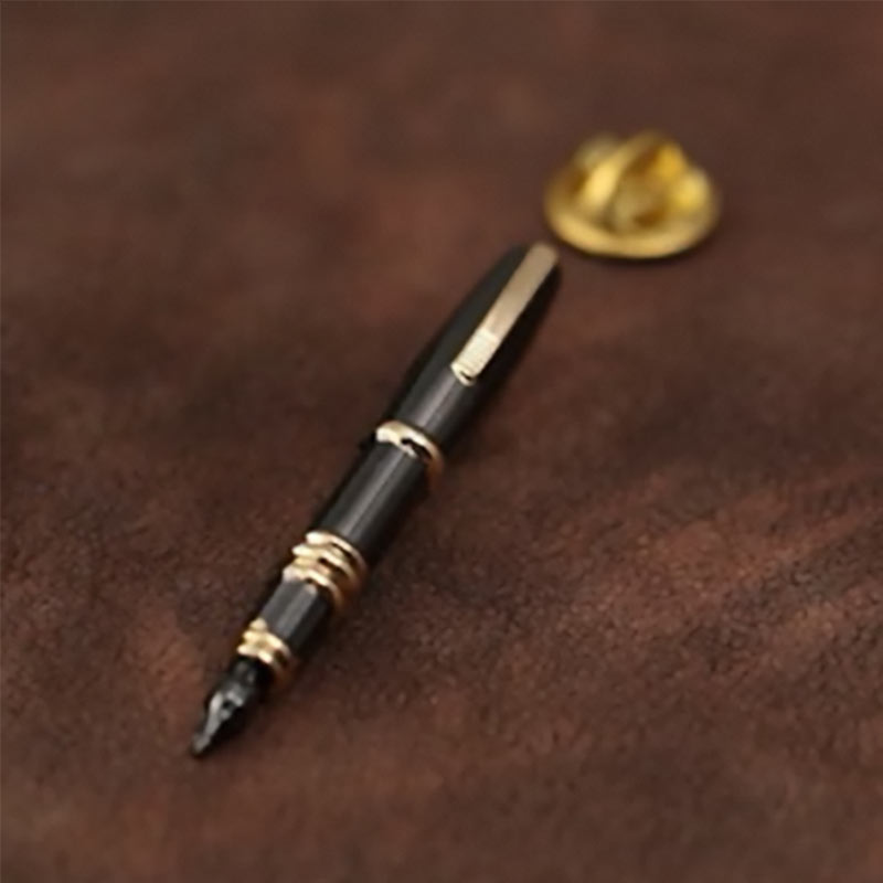 Black and Gold Writing Pen Lapel Pin